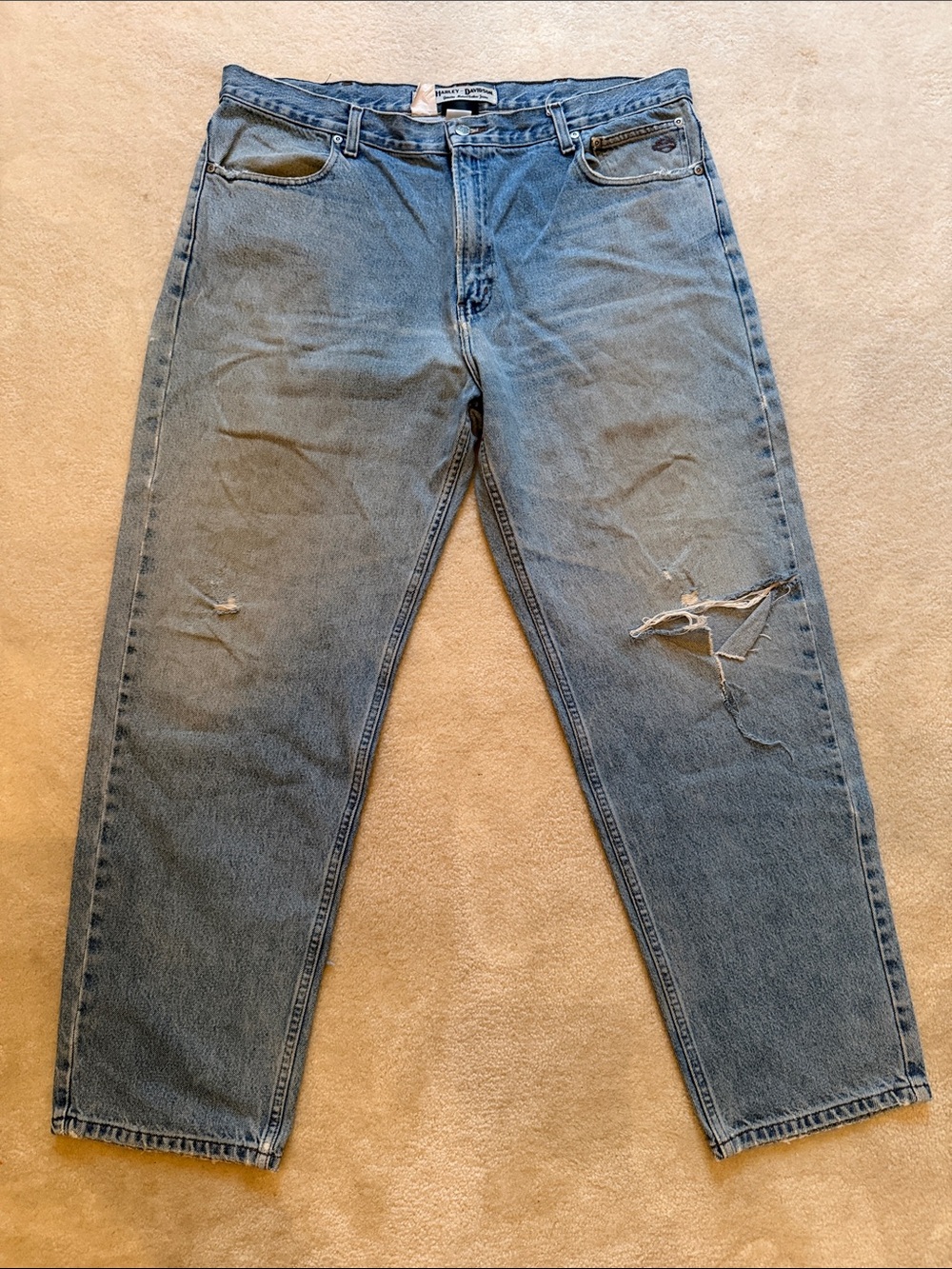 Harley-Davidson Men's Light Blue Straight Jeans